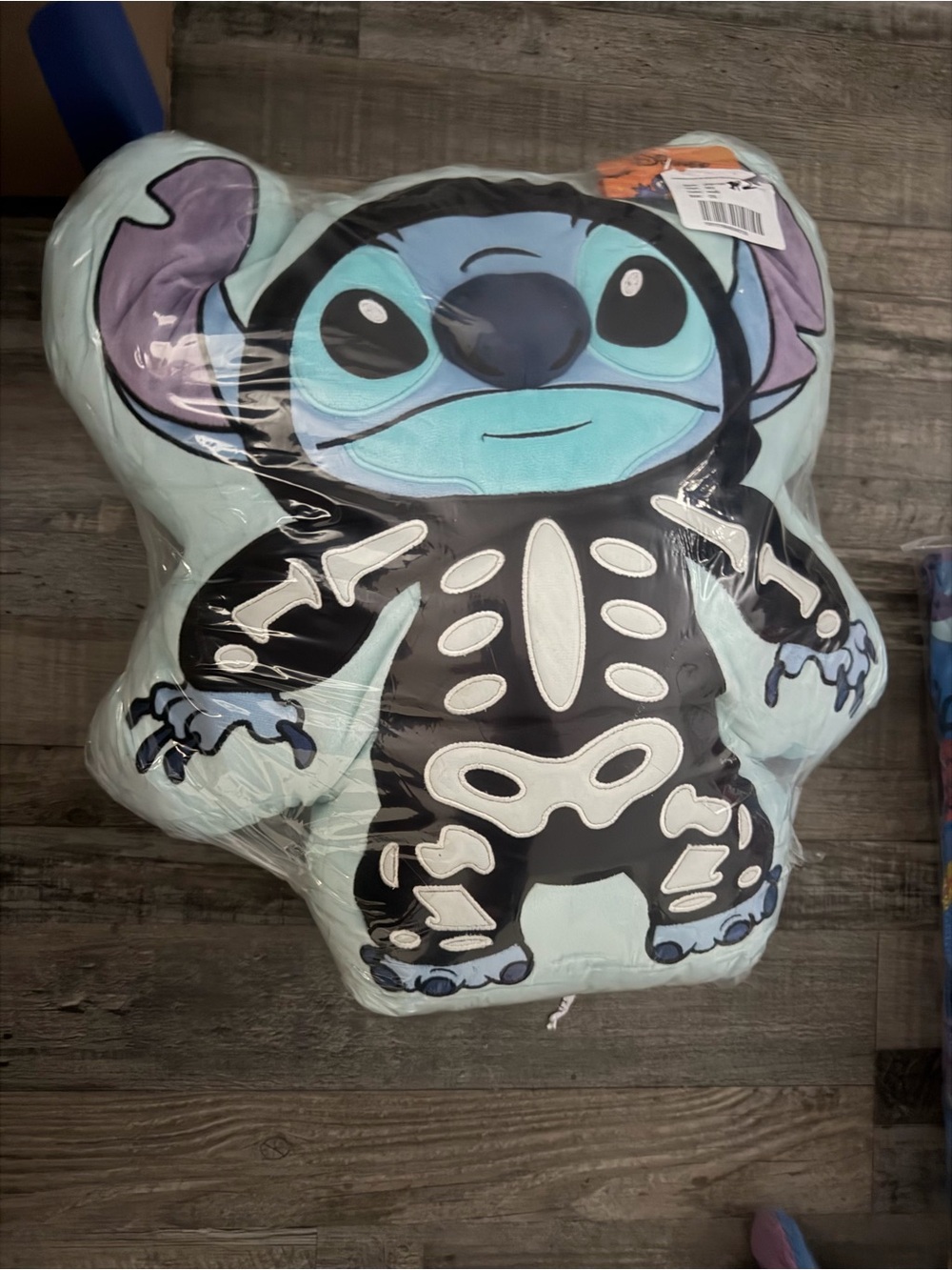 Disney Stitch Skeleton Plush Accent Pillow - Light Blue and Black